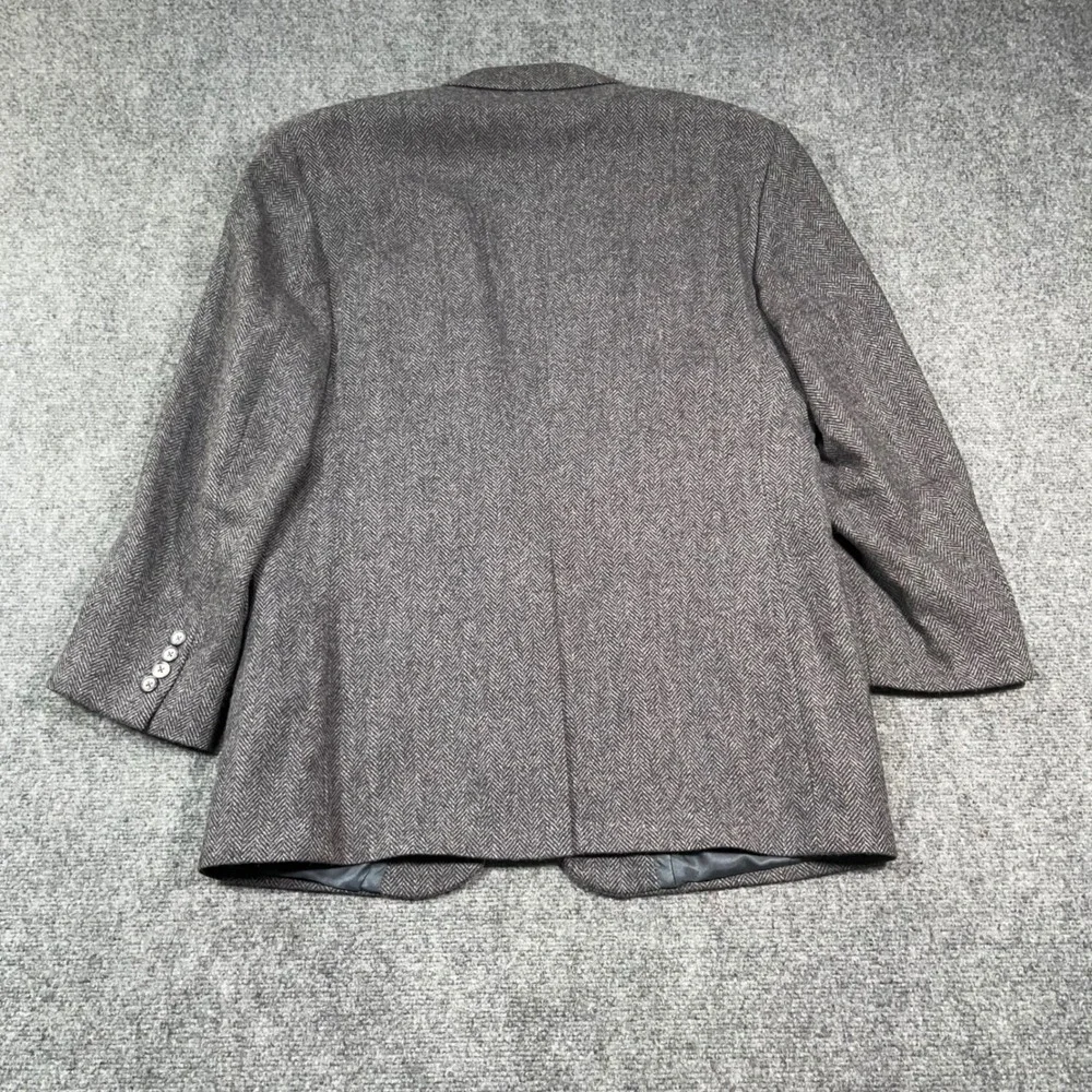 John Alexander Herringbone Blazer Mens 40R Wool Lambswool Sport Coat Grey Office